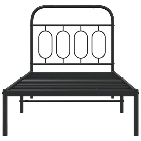 Bedframe met hoofdbord metaal zwart 90x190 cm 4