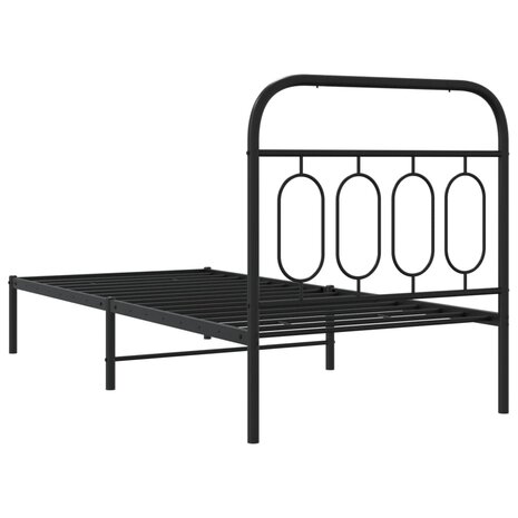 Bedframe met hoofdbord metaal zwart 90x190 cm 6