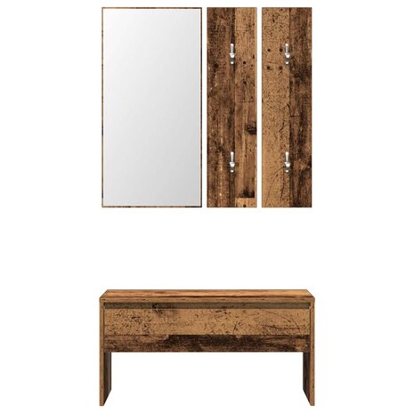 Halmeubelset bewerkt hout oud houtkleurig 4