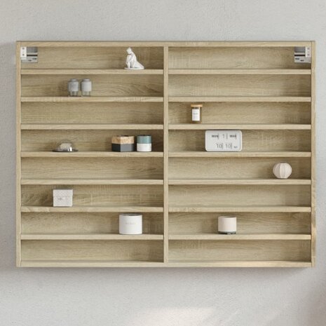 Vitrinekast 100x8,5x75 cm bewerkt hout sonoma eikenkleurig 1