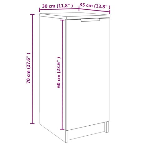 Schoenenkast 30x35x70 cm bewerkt hout bruin eikenkleur 9