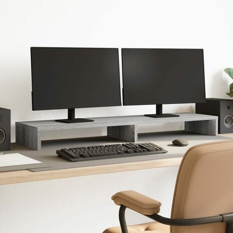 Monitorstandaard 100x27x10 cm bewerkt hout grijs sonoma eiken 1