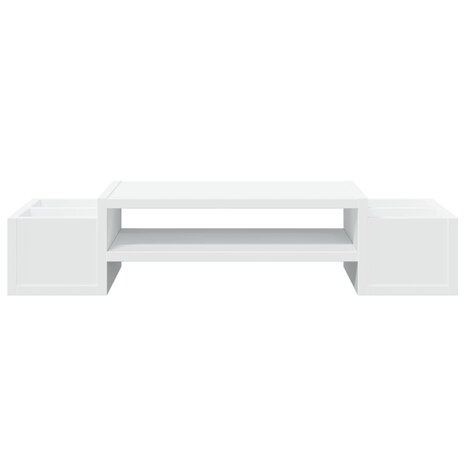 Monitorstandaard met opbergruimte 70x27x15 cm bewerkt hout wit 4