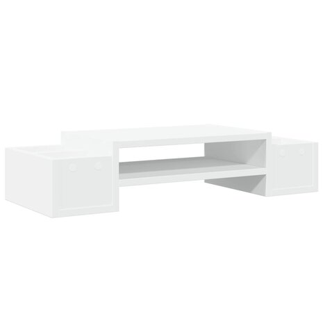 Monitorstandaard met opbergruimte 70x27x15 cm bewerkt hout wit 6