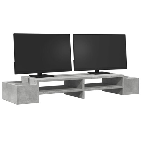 Monitorstandaard met opbergruimte 100x27x15 cm hout betongrijs 3