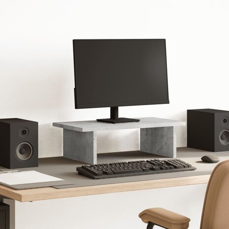 Monitorstandaard 50x27x15 cm bewerkt hout betongrijs 1