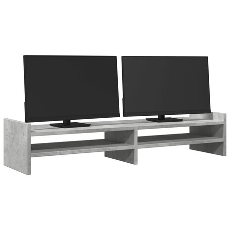 Monitorstandaard 100x27x20 cm bewerkt hout betongrijs 3