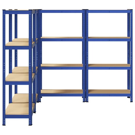 Opbergrekken 4-laags 4 st staal & bewerkt hout blauw 5