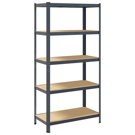 Opbergrek 5-laags staal & bewerkt hout antracietkleurig 2