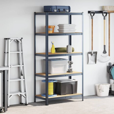 Opbergrek 5-laags staal & bewerkt hout antracietkleurig 3