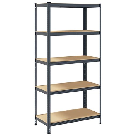 Opbergrek 5-laags staal & bewerkt hout antracietkleurig 6