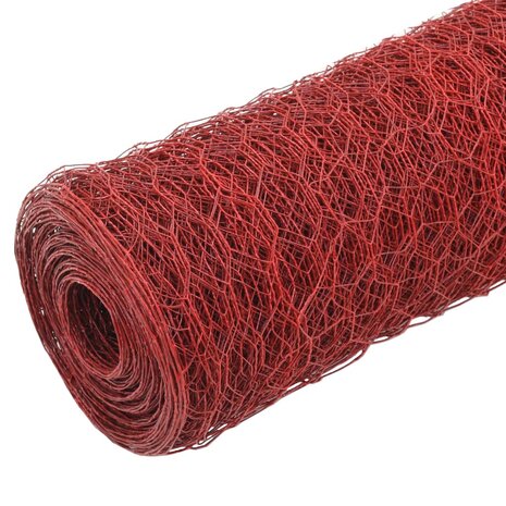 Kippengaas 25x0,75 m staal met PVC coating rood 2