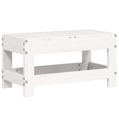 Tuinvoetenbank 62x30x32 cm massief grenenhout wit 2