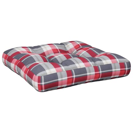 Palletkussen 50x50x12 cm stof ruitpatroon rood 2