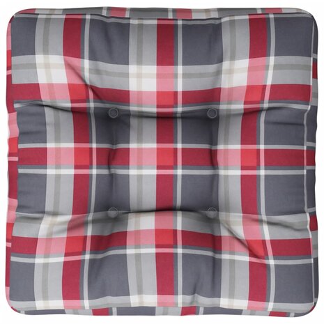 Palletkussen 50x50x12 cm stof ruitpatroon rood 6