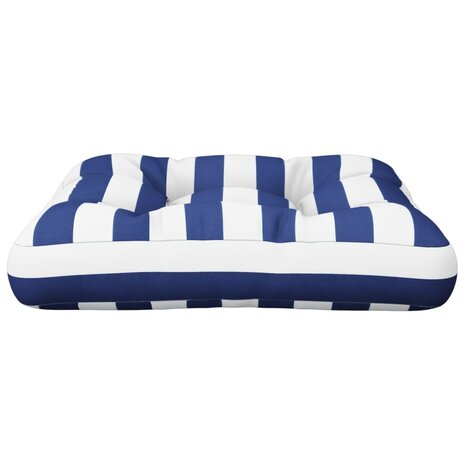 Palletkussen gestreept 50x50x12 cm stof blauw en wit 5