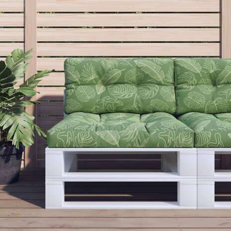 Palletkussen bladpatroon 70x40x12 cm stof 1