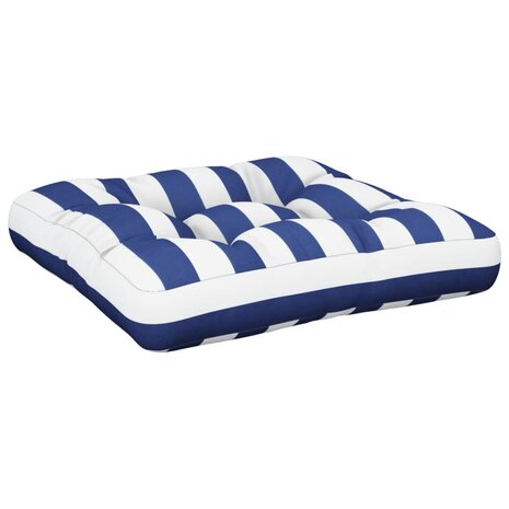 Palletkussen 60x61,5x10 cm gestreept oxford stof blauw wit 2