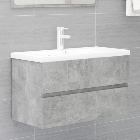 Wastafelkast 80x38,5x45 cm bewerkt hout betongrijs 1