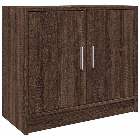 Wastafelkast 63x29x55 cm bewerkt hout bruin eikenkleurigig 2