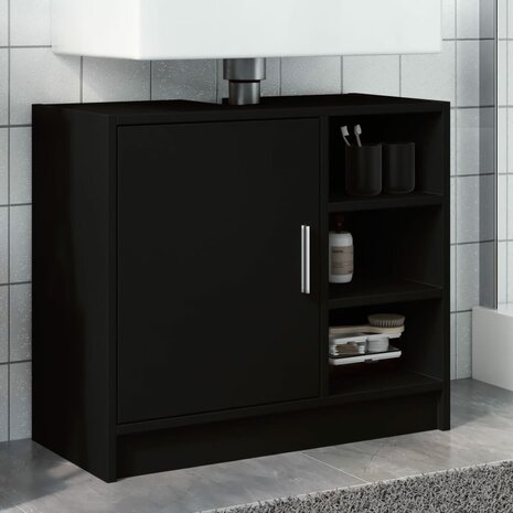 Wastafelkast 63x29x55 cm bewerkt hout zwart 1