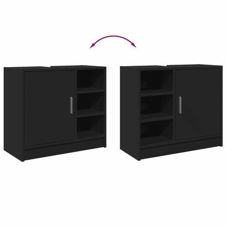 Wastafelkast 63x29x55 cm bewerkt hout zwart 8