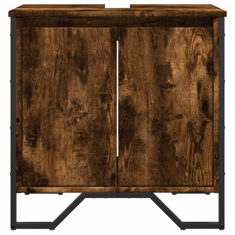Wastafelkast 60x35x60 cm bewerkt hout gerookt eikenkleurig 4