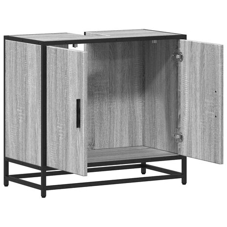Wastafelkast 65x33x60 cm bewerkt hout grijs sonoma eikenkleurig 8