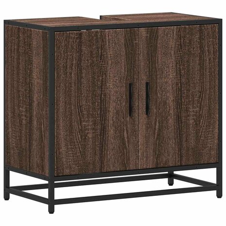 Wastafelkast 65x33x60 cm bewerkt hout bruin eikenkleur 2