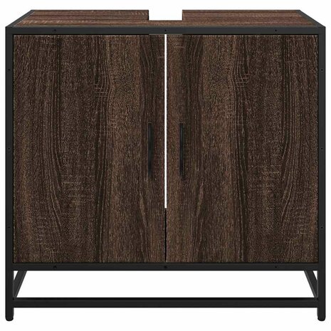 Wastafelkast 65x33x60 cm bewerkt hout bruin eikenkleur 5