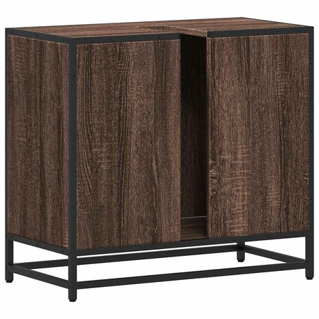 Wastafelkast 65x33x60 cm bewerkt hout bruin eikenkleur 7