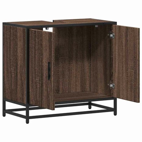 Wastafelkast 65x33x60 cm bewerkt hout bruin eikenkleur 8
