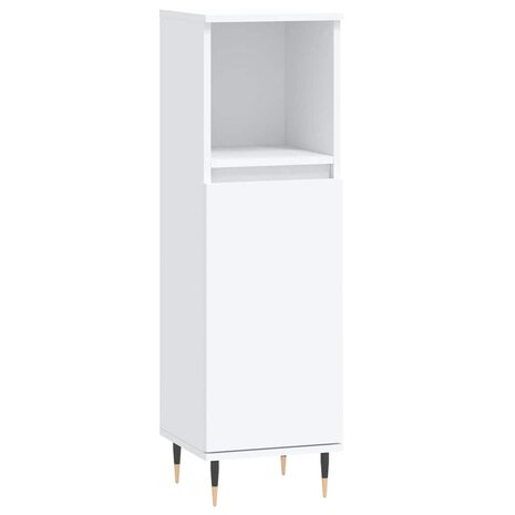 Badkamerkast 30x30x100 cm bewerkt hout wit 2