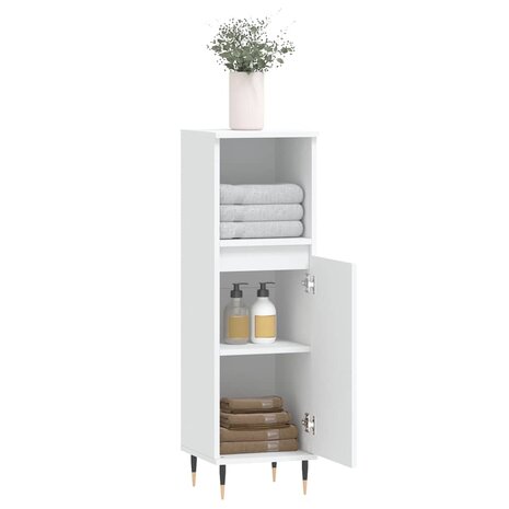 Badkamerkast 30x30x100 cm bewerkt hout wit 4