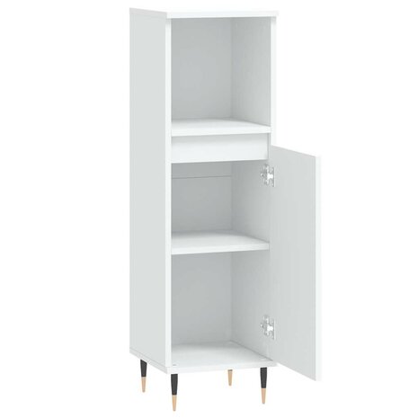 Badkamerkast 30x30x100 cm bewerkt hout wit 6