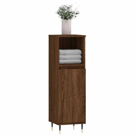 Badkamerkast 30x30x100 cm bewerkt hout bruin eikenkleur 3