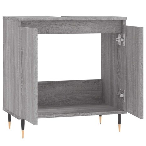 Badkamerkast 58x33x60 cm bewerkt hout grijs sonoma eikenkleurig 5