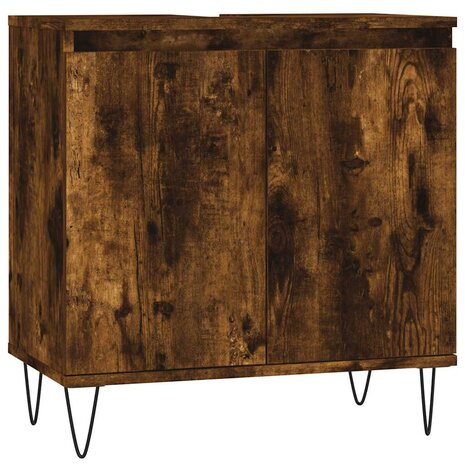 Badkamerkast 58x33x60 cm bewerkt hout gerookt eikenkleurig 2