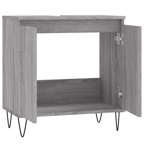 Badkamerkast 58x33x60 cm bewerkt hout grijs sonoma eikenkleurig 5