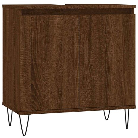 Badkamerkast 58x33x60 cm bewerkt hout bruin eikenkleur 2