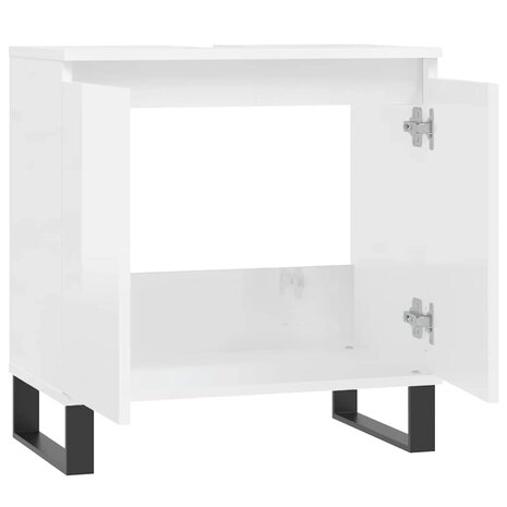 Badkamerkast 58x33x60 cm bewerkt hout hoogglans wit 5