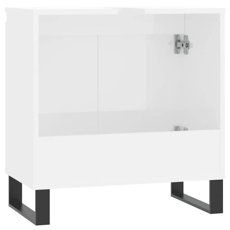 Badkamerkast 58x33x60 cm bewerkt hout hoogglans wit 7