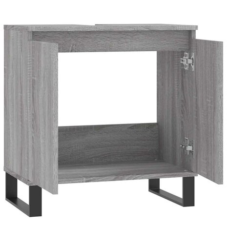 Badkamerkast 58x33x60 cm bewerkt hout grijs sonoma eikenkleurig 5