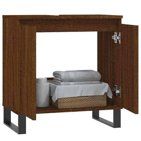 Badkamerkast 58x33x60 cm bewerkt hout bruin eikenkleur 3
