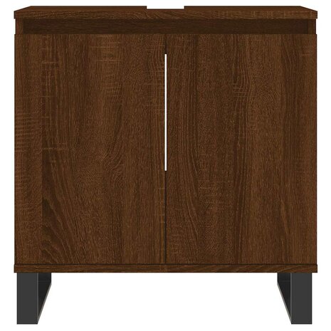 Badkamerkast 58x33x60 cm bewerkt hout bruin eikenkleur 4