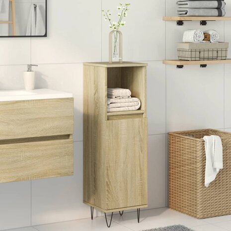 Badkamerkast 30x30x100 cm bewerkt hout sonoma eikenkleurig 3