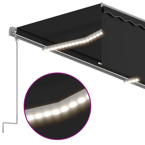Luifel automatisch met gordijn LED windsensor 3x2,5 m antraciet   5