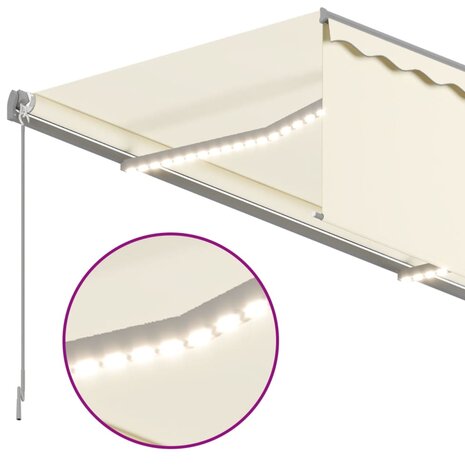 Luifel automatisch met rolgordijn LED windsensor 4x3 m crème   5