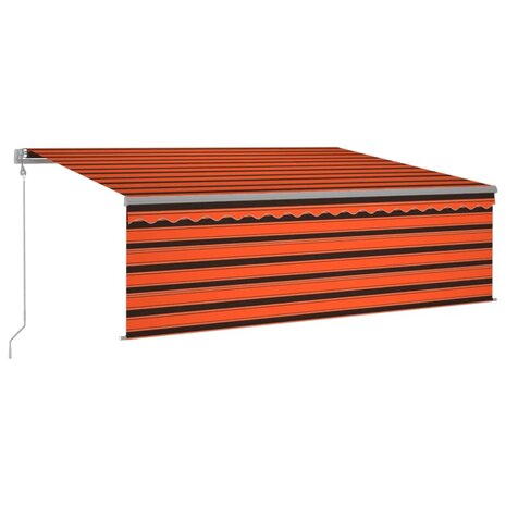 Luifel met rolgordijn, LED en windsensor 4x3 m oranje en bruin   2
