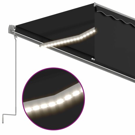 Luifel automatisch rolgordijn LED windsensor 5x3 m antraciet 5